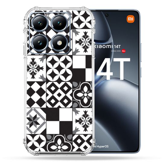 Coque Renforcée Pour Xiaomi 14T / 14T Pro Texture Carreau Ciment Noir