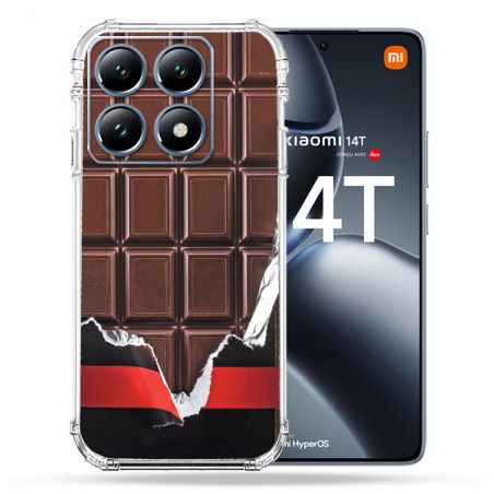Coque Renforcée Pour Xiaomi 14T / 14T Pro Texture Trompe Oeil Chocolat