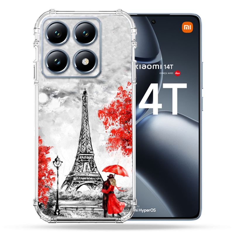 Coque Renforcée Pour Xiaomi 14T / 14T Pro Voyage France Paris Rouge