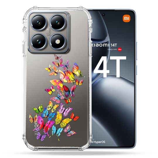 Coque Transparente Pour Xiaomi 14T / 14T Pro Papillon Multicolore