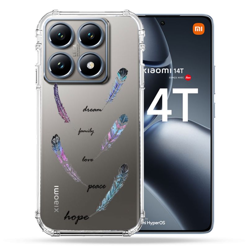 Coque Transparente Pour Xiaomi 14T / 14T Pro Plume Couleur