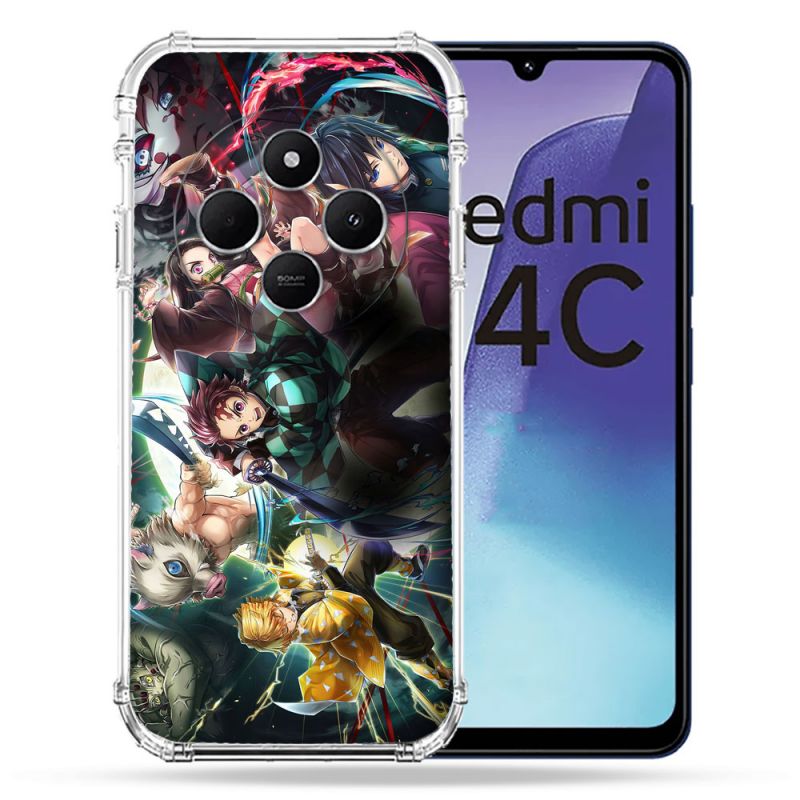 Coque Renforcée Pour Xiaomi Redmi 14C 4G Manga Demon Slayer Groupe