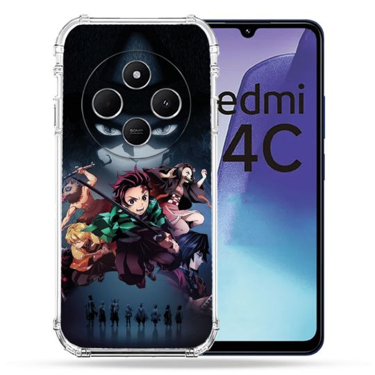 Coque Renforcée Pour Xiaomi Redmi 14C 4G Manga Demon Slayer Noir