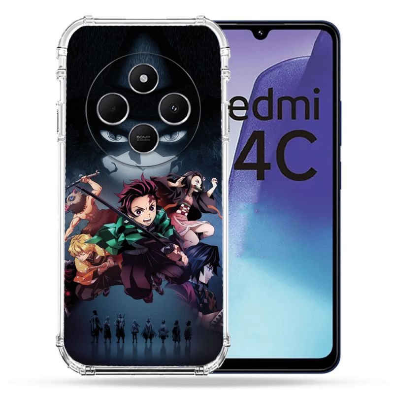 Coque Renforcée Pour Xiaomi Redmi 14C 4G Manga Demon Slayer Noir