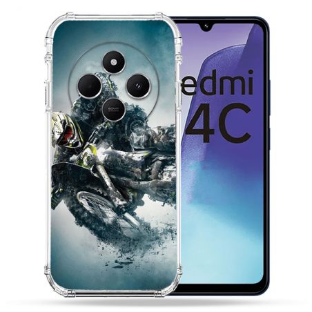 Coque Renforcée Pour Xiaomi Redmi 14C 4G Moto Cross Ombre
