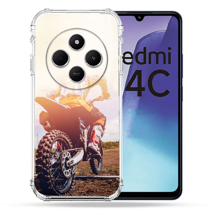 Coque Renforcée Pour Xiaomi Redmi 14C 4G Moto Cross Soleil