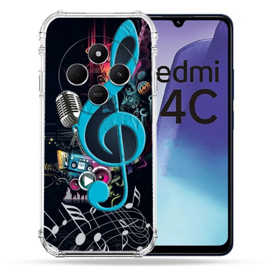 Coque Renforcée Pour Xiaomi Redmi 14C 4G Musique Cle Sol Bleu
