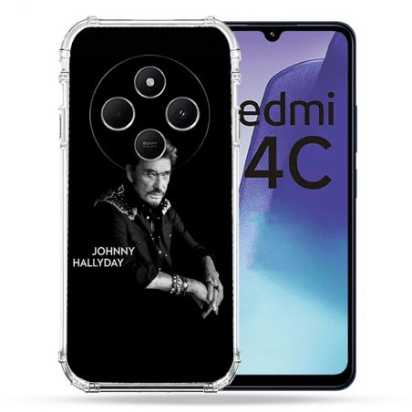 Coque Renforcée Pour Xiaomi Redmi 14C 4G Musique Johnny Hallyday Noir