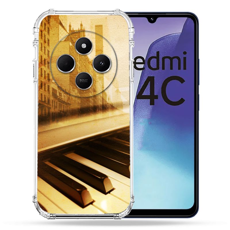 Coque Renforcée Pour Xiaomi Redmi 14C 4G Musique Piano Retro