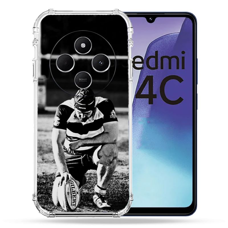 Coque Renforcée Pour Xiaomi Redmi 14C 4G Sport Rugby Noir Blanc