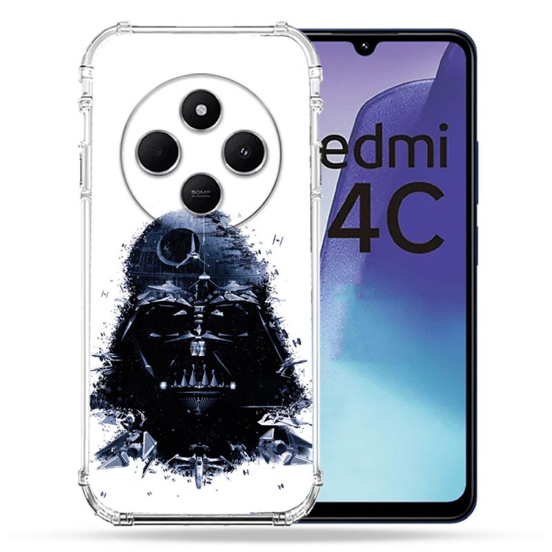 Coque Renforcée Pour Xiaomi Redmi 14C 4G Star Wars - Dark Vador Blanc