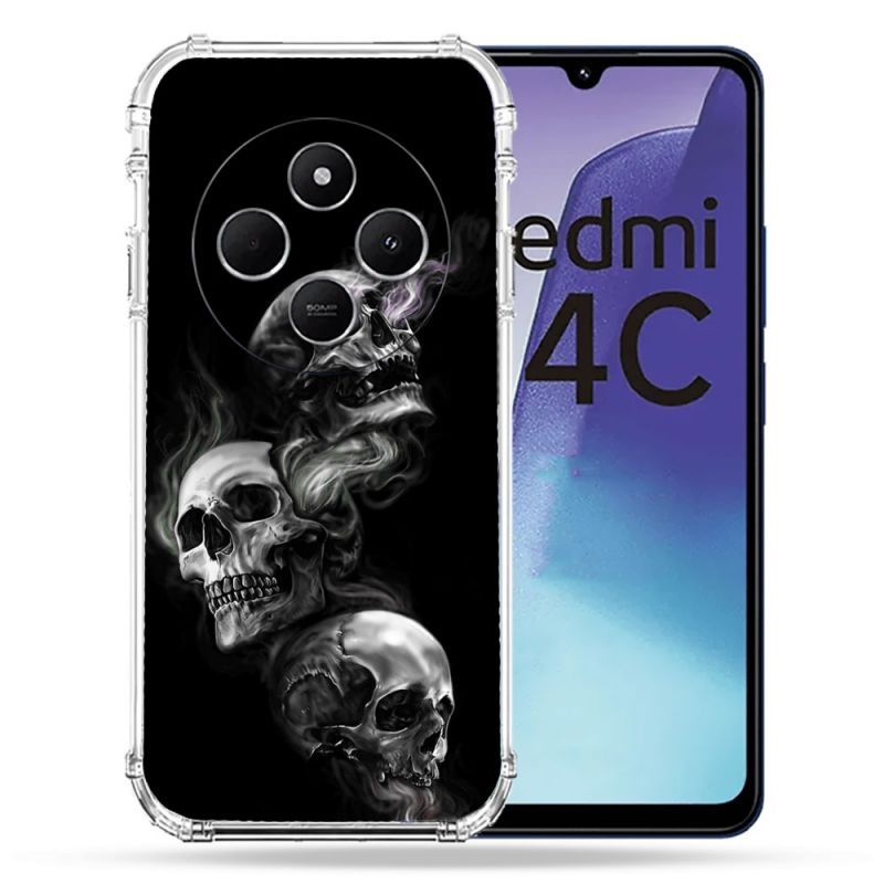 Coque Renforcée Pour Xiaomi Redmi 14C 4G Tete de Mort Triple