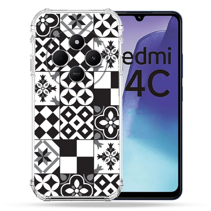 Coque Renforcée Pour Xiaomi Redmi 14C 4G Texture Carreau Ciment Noir