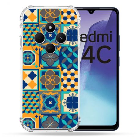 Coque Renforcée Pour Xiaomi Redmi 14C 4G Texture Carreau Ciment Orange