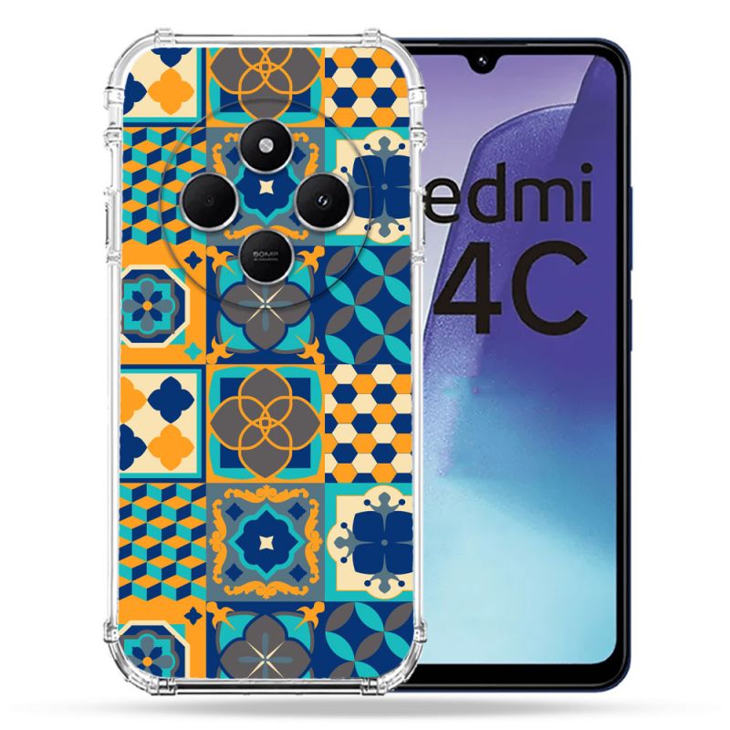 Coque Renforcée Pour Xiaomi Redmi 14C 4G Texture Carreau Ciment Orange