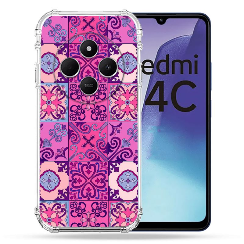 Coque Renforcée Pour Xiaomi Redmi 14C 4G Texture Carreau Ciment Violet