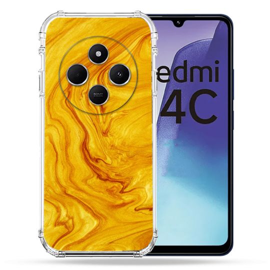 Coque Renforcée Pour Xiaomi Redmi 14C 4G Texture Marbre Jaune