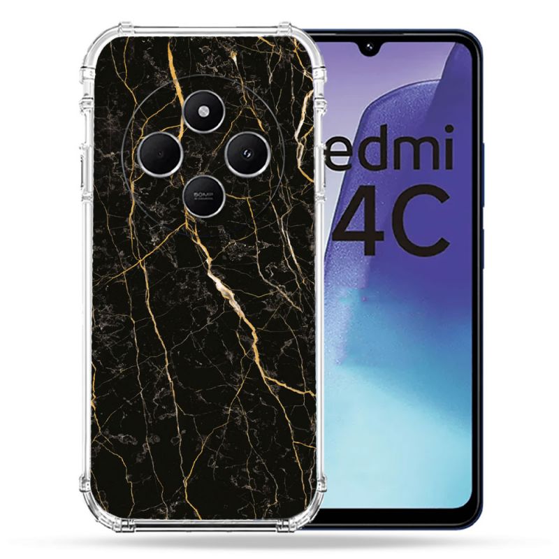 Coque Renforcée Pour Xiaomi Redmi 14C 4G Texture Marbre Noir