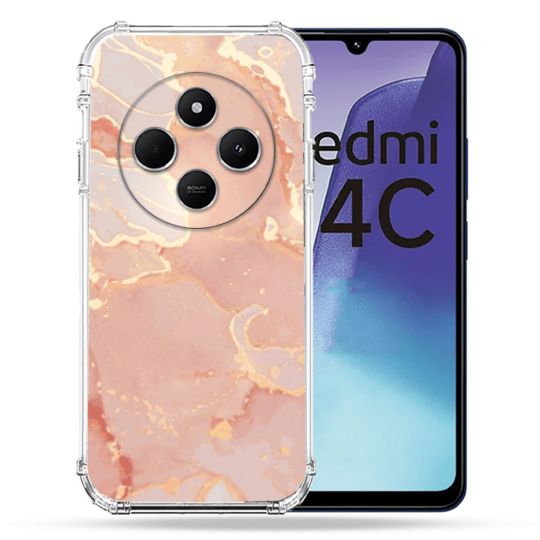 Coque Renforcée Pour Xiaomi Redmi 14C 4G Texture Marbre Rose