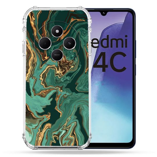 Coque Renforcée Pour Xiaomi Redmi 14C 4G Texture Marbre Vert