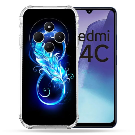 Coque Renforcée Pour Xiaomi Redmi 14C 4G Texture Plume Infini Bleu