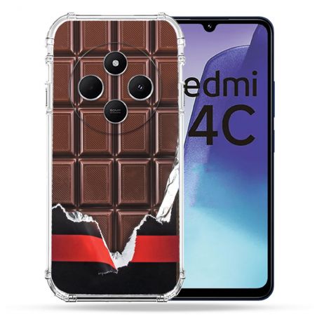 Coque Renforcée Pour Xiaomi Redmi 14C 4G Texture Trompe Oeil Chocolat