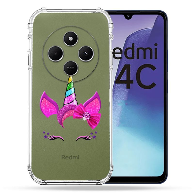 Coque Transparente Pour Xiaomi Redmi 14C 4G Licorne Paillette