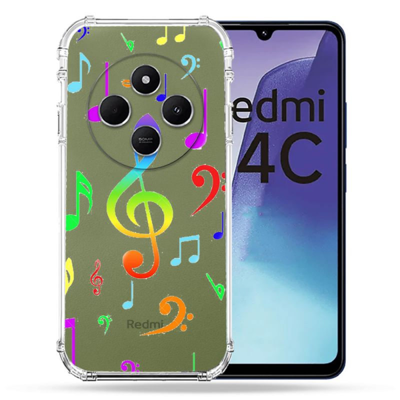 Coque Transparente Pour Xiaomi Redmi 14C 4G Note Musique Colore