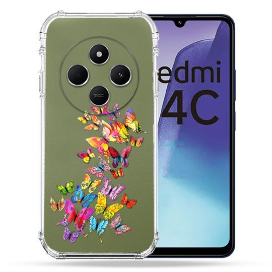 Coque Transparente Pour Xiaomi Redmi 14C 4G Papillon Multicolore