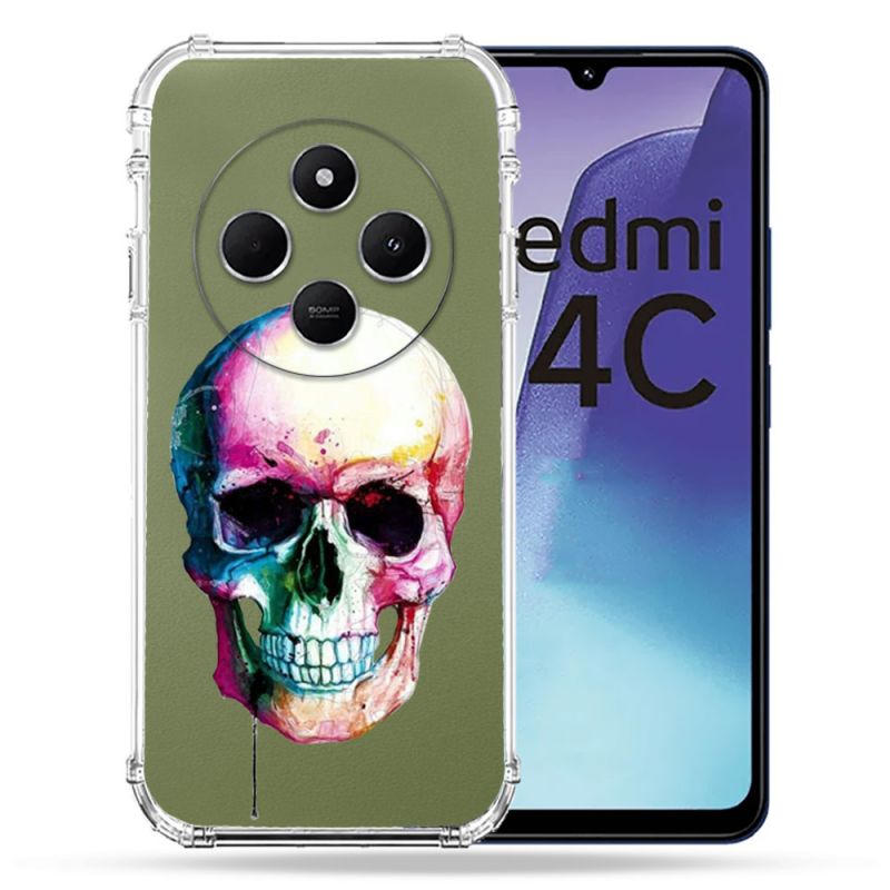 Coque Transparente Pour Xiaomi Redmi 14C 4G Skull Head Crane Colore