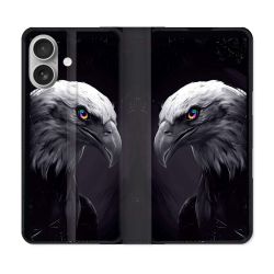 Housse Cuir Portefeuille Pour Samsung Galaxy A06 Animal Aigle Royal Noir