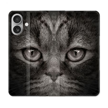 Housse Cuir Portefeuille Pour Samsung Galaxy A06 Animal Chat Gris