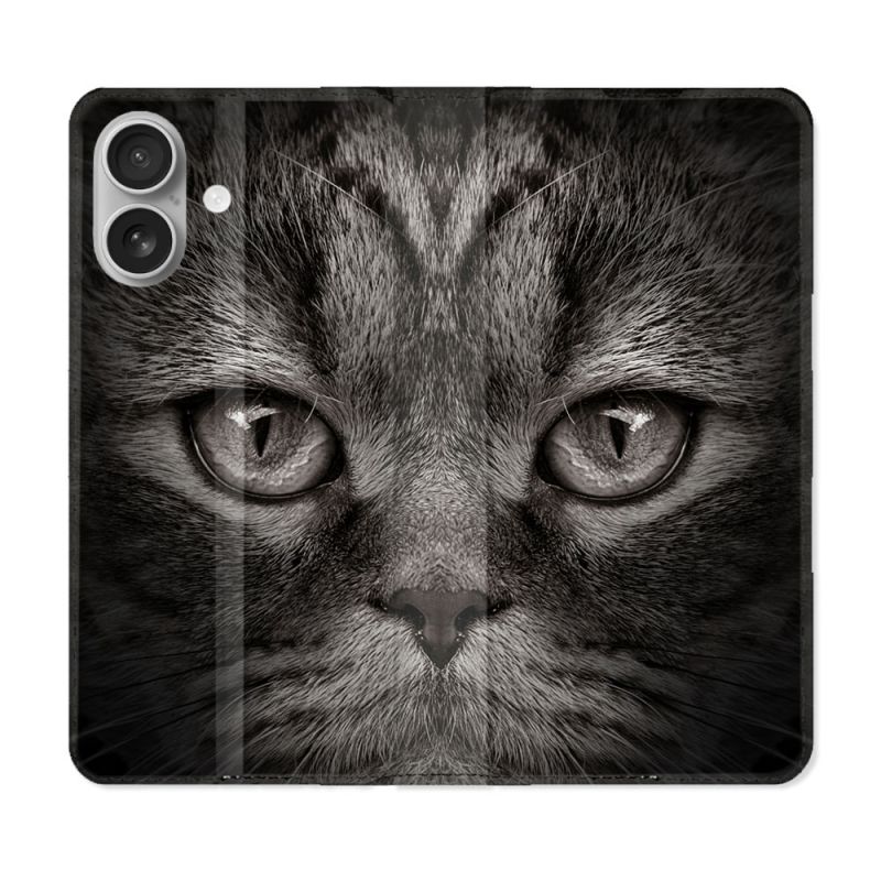 Housse Cuir Portefeuille Pour Samsung Galaxy A06 Animal Chat Gris