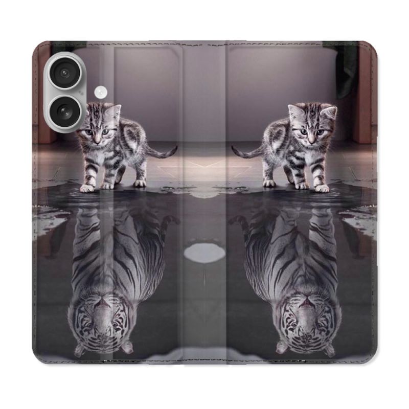 Housse Cuir Portefeuille Pour Samsung Galaxy A06 Animal Chat Reflet