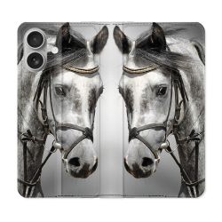 Housse Cuir Portefeuille Pour Samsung Galaxy A06 Animal Cheval Blanc