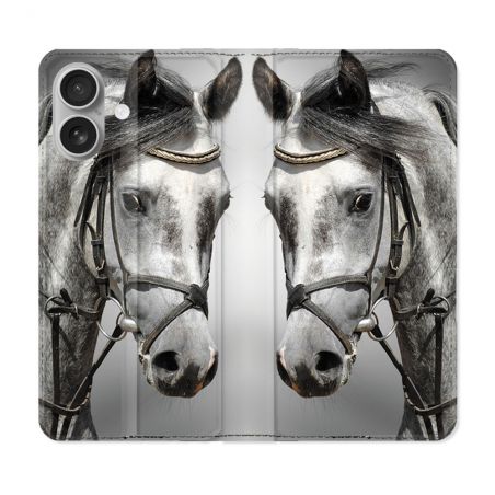 Housse Cuir Portefeuille Pour Samsung Galaxy A06 Animal Cheval Blanc