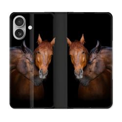 Housse Cuir Portefeuille Pour Samsung Galaxy A06 Animal Cheval Marron