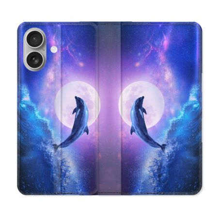 Housse Cuir Portefeuille Pour Samsung Galaxy A06 Animal Dauphin Vague