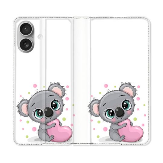Housse Cuir Portefeuille Pour Samsung Galaxy A06 Animal Koala Cœur