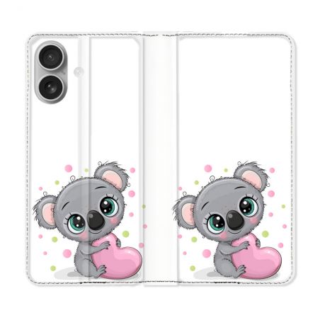 Housse Cuir Portefeuille Pour Samsung Galaxy A06 Animal Koala Cœur