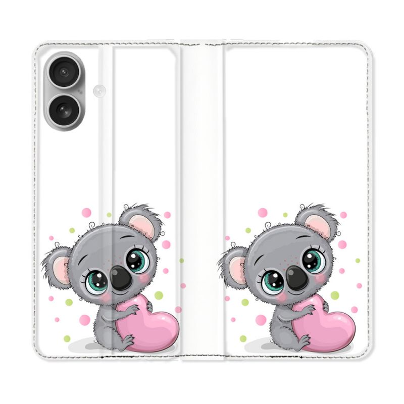 Housse Cuir Portefeuille Pour Samsung Galaxy A06 Animal Koala Cœur