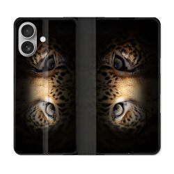 Housse Cuir Portefeuille Pour Samsung Galaxy A06 Animal Leopard Yeux