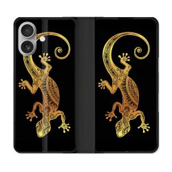 Housse Cuir Portefeuille Pour Samsung Galaxy A06 Animal Lezard Noir