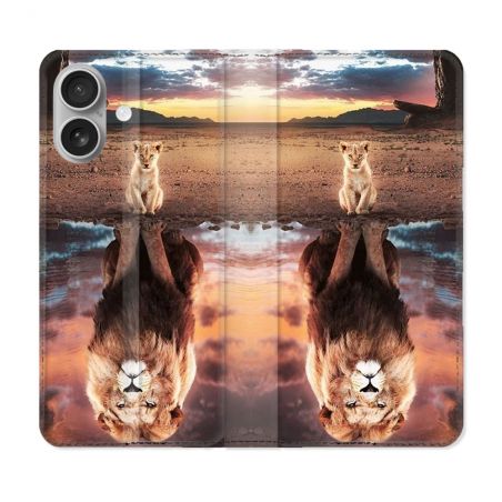 Housse Cuir Portefeuille Pour Samsung Galaxy A06 Animal Lion Reflet