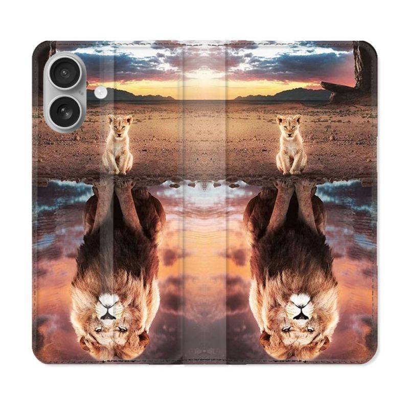 Housse Cuir Portefeuille Pour Samsung Galaxy A06 Animal Lion Reflet