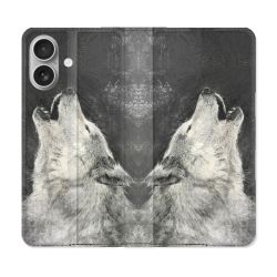 Housse Cuir Portefeuille Pour Samsung Galaxy A06 Animal Loup Hurlement