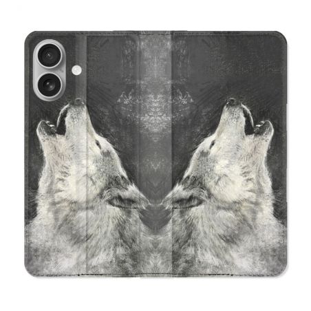 Housse Cuir Portefeuille Pour Samsung Galaxy A06 Animal Loup Hurlement