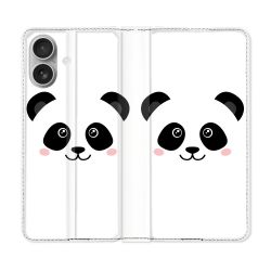 Housse Cuir Portefeuille Pour Samsung Galaxy A06 Animal Panda Blanc