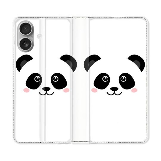 Housse Cuir Portefeuille Pour Samsung Galaxy A06 Animal Panda Blanc