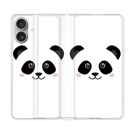 Housse Cuir Portefeuille Pour Samsung Galaxy A06 Animal Panda Blanc